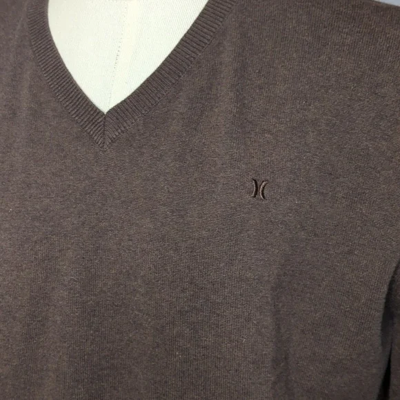 Hurley Brown V-Neck Cotton Pullover Sweater - Picture 3 of 13
